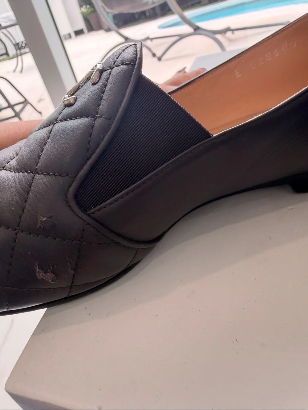 CHANEL Quilted Leather Loafers in Dark Brown with Silver CC
